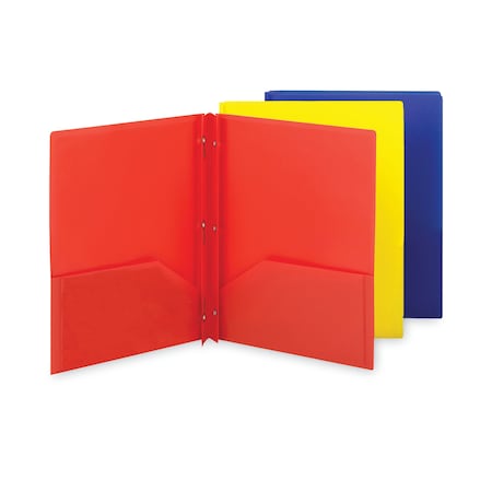 Smead Poly Two-Pocket Folder with Fasteners, 130-Sheet Capacity, 11 x 8.5, Assorted, 6PK 87746